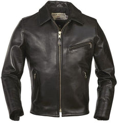 Schott Classic Horsehide Racer Motorcycle Jacket with Spread Collar 689H